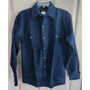 Codet Royal Blue Small Flannel Button Front Shirt USA Made 100 % Cotton Vintage